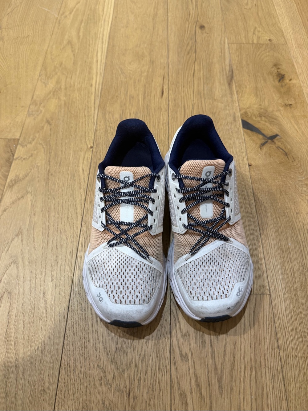 On Running Women's Running Shoes in White, Peach & Navy